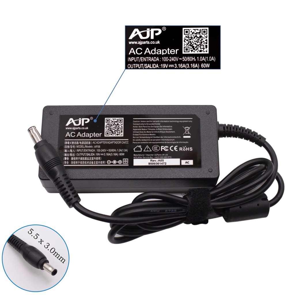 New AC Battery Power Supply For Samsung NP530U4CS02IT 60W Laptop AJP