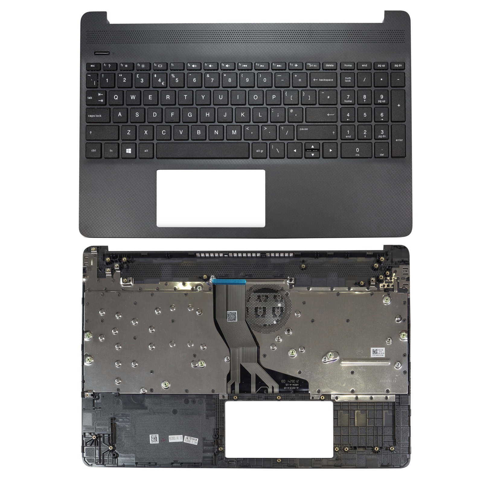 TO REPLACE HP 15SFQ2018NT Laptop UK Keyboard Black Palmrest Without